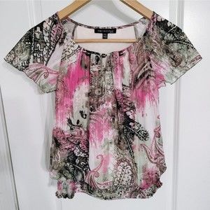 NWOT Sara Michelle Boho Beaded Blouse Top